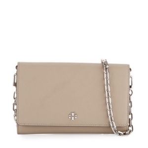 Tory Burch Robinson Chain Wallet French gray